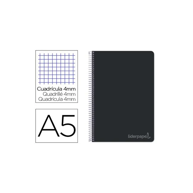 CUADERNO ESPIRAL LIDERPAPEL CUARTO WITTY TAPA DURA 80H 75GR CUADRO ...