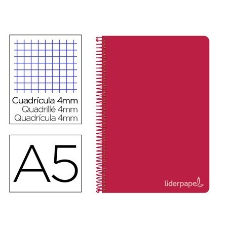 CUADERNO ESPIRAL LIDERPAPEL CUARTO WITTY TAPA DURA 80H 75GR CUADRO ...