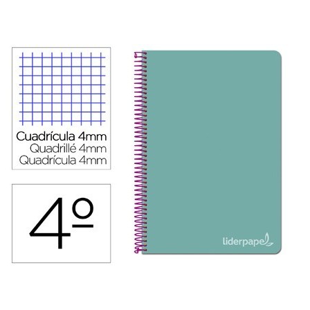 CUADERNO ESPIRAL LIDERPAPEL CUARTO WITTY TAPA DURA 80H 75GR CUADRO ...