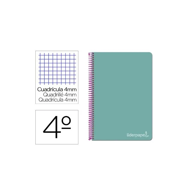 CUADERNO ESPIRAL LIDERPAPEL CUARTO WITTY TAPA DURA 80H 75GR CUADRO ...