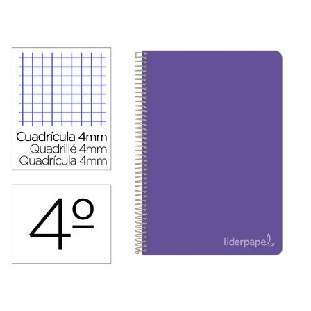 CUADERNO ESPIRAL LIDERPAPEL CUARTO WITTY TAPA DURA 80H 75GR CUADRO ...