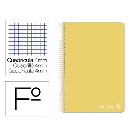 CUADERNO ESPIRAL LIDERPAPEL FOLIO WITTY TAPA DURA 80H 75GR CUADRO 4...