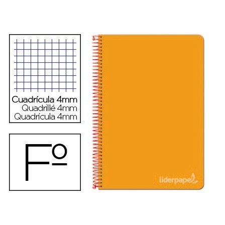 CUADERNO ESPIRAL LIDERPAPEL FOLIO WITTY TAPA DURA 80H 75GR CUADRO 4...