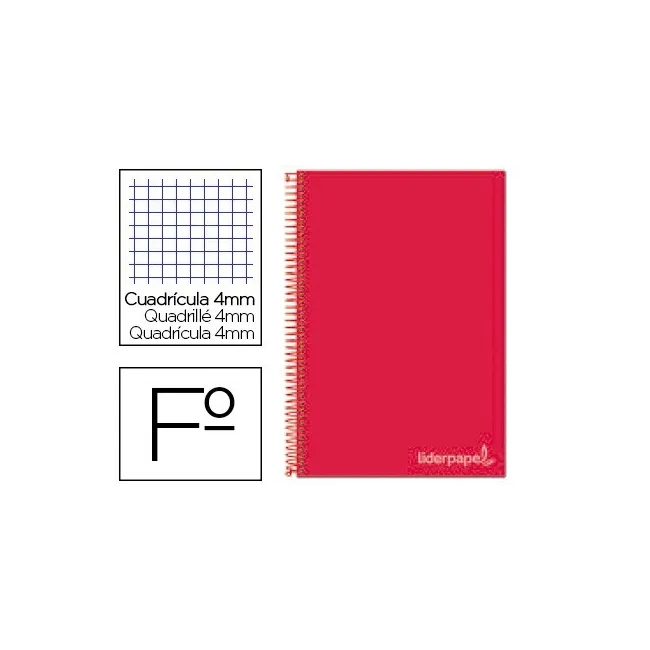 CUADERNO ESPIRAL LIDERPAPEL FOLIO WITTY TAPA DURA 80H 75GR CUADRO 4...