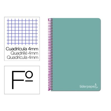CUADERNO ESPIRAL LIDERPAPEL FOLIO WITTY TAPA DURA 80H 75GR CUADRO 4...