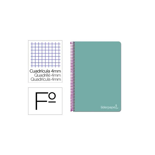 CUADERNO ESPIRAL LIDERPAPEL FOLIO WITTY TAPA DURA 80H 75GR CUADRO 4...