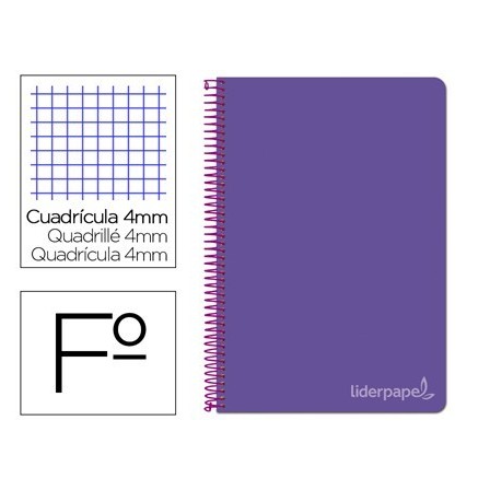 CUADERNO ESPIRAL LIDERPAPEL FOLIO WITTY TAPA DURA 80H 75GR CUADRO 4...