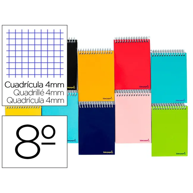 CUADERNO ESPIRAL LIDERPAPEL BOLSILLO OCTAVO APAISADO SMART TAPA BLA...