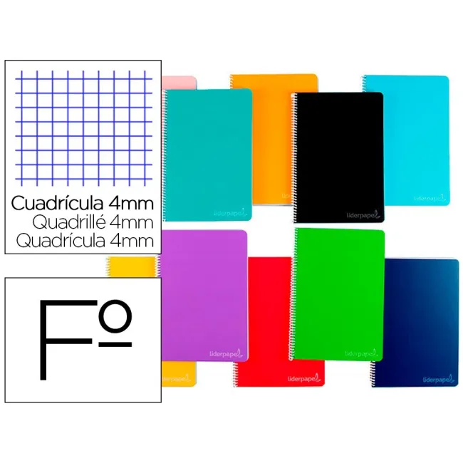 CUADERNO ESPIRAL LIDERPAPEL FOLIO WITTY TAPA DURA 80H 75GR CUADRO 4...