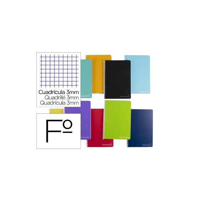 CUADERNO ESPIRAL LIDERPAPEL FOLIO WITTY TAPA DURA 80H 75GR CUADRO 3...