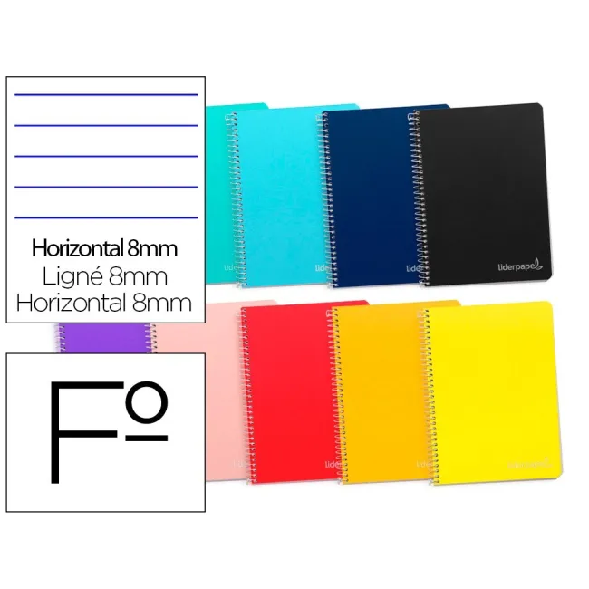 CUADERNO ESPIRAL LIDERPAPEL FOLIO WITTY TAPA DURA 80H 75GR RAYADO H...