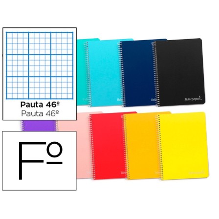 CUADERNO ESPIRAL LIDERPAPEL FOLIO WITTY TAPA DURA 80H 75GR RAYADO N...