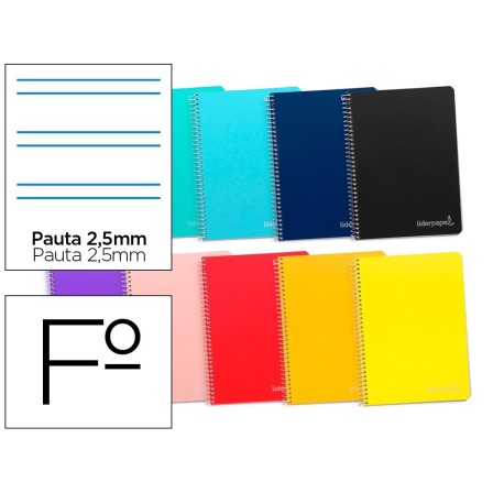 CUADERNO ESPIRAL LIDERPAPEL FOLIO WITTY TAPA DURA 80H 75GR PAUTA 2,...