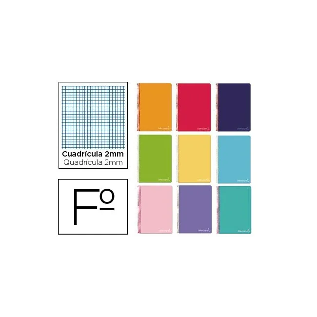 CUADERNO ESPIRAL LIDERPAPEL FOLIO WITTY TAPA DURA 80H 75GR MILIMETR...