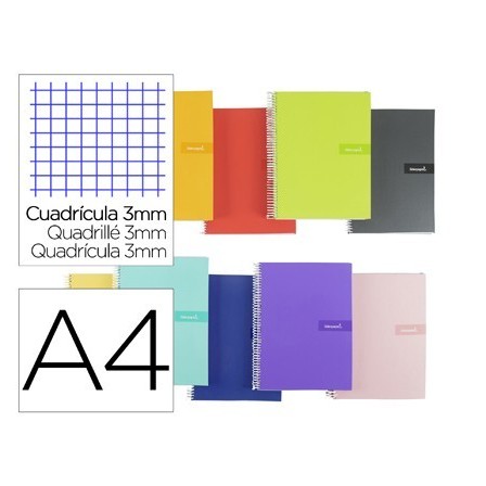 CUADERNO ESPIRAL LIDERPAPEL A4 CRAFTY TAPA FORRADA 80H 90 GR CUADRO...