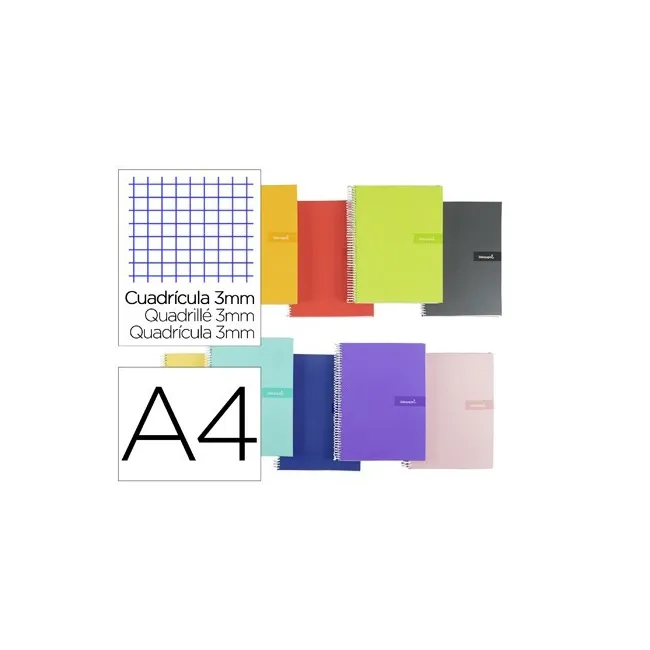 CUADERNO ESPIRAL LIDERPAPEL A4 CRAFTY TAPA FORRADA 80H 90 GR CUADRO...