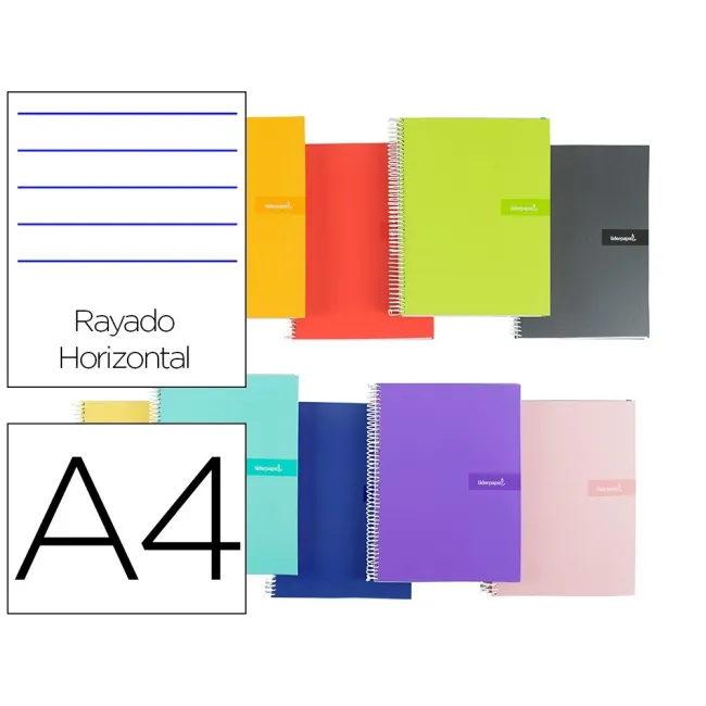 CUADERNO ESPIRAL LIDERPAPEL A4 CRAFTY TAPA FORRADA 80H 90 GR RAYADO...