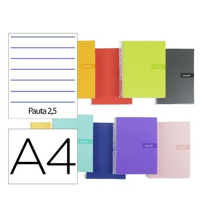 CUADERNO ESPIRAL LIDERPAPEL A4 CRAFTY TAPA FORRADA 80H 90 GR PAUTA ...