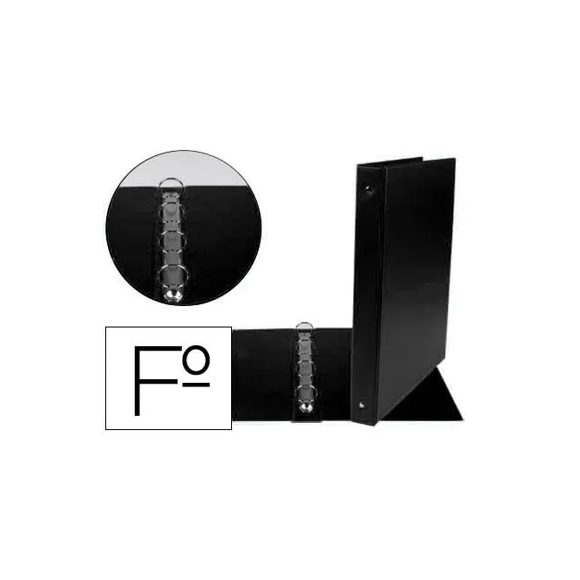 CARPETA LIDERPAPEL 4 ANILLAS 25 MM REDODAS PLASTICO FOLIO COLOR NEGRO