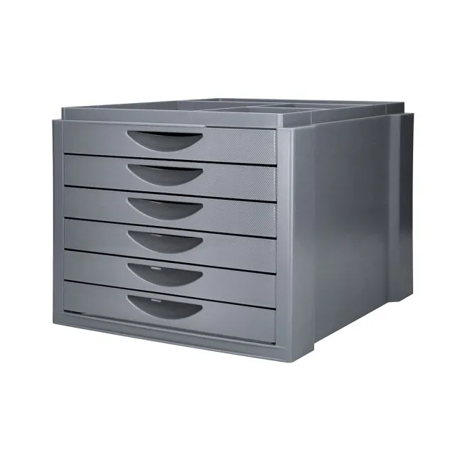FICHERO CAJONES DE SOBREMESA Q-CONNECT BANDEJA ORGANIZADORA SUPERIOR 6 CAJONES COLOR GRIS OPACO