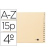 INDICE ALFABETICO LIDERPAPEL CARTULINA PARA ARCHIVADOR 15 POSICIONES A-Z CUARTO APAISADO