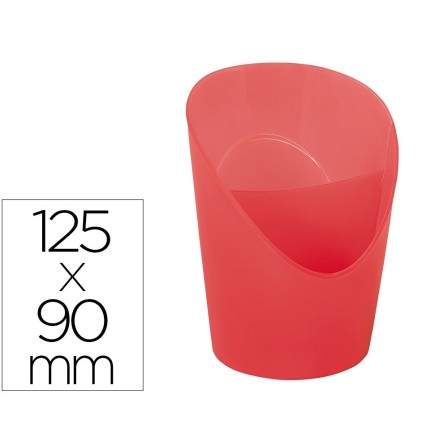 CUBILETE PORTALAPICES ESSELTE CORAL TRANSLUCIDO PLASTICO COLOUR BREEZE REDONDO DIAMETRO 90 MM ALTO 125 MM