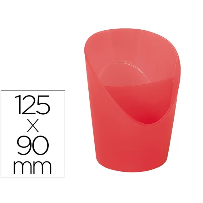 CUBILETE PORTALAPICES ESSELTE CORAL TRANSLUCIDO PLASTICO COLOUR BREEZE REDONDO DIAMETRO 90 MM ALTO 125 MM