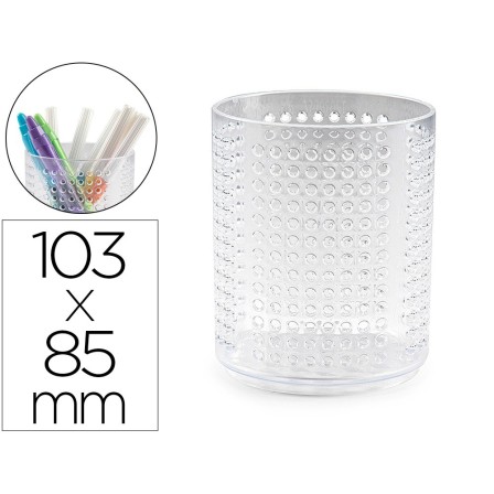 CUBILETE PORTALAPICES PLASTIFORTE TRANSPARENTE ORGANIZER REDONDO Nº6 DIAMETRO 85 MM ALTO 103 MM
