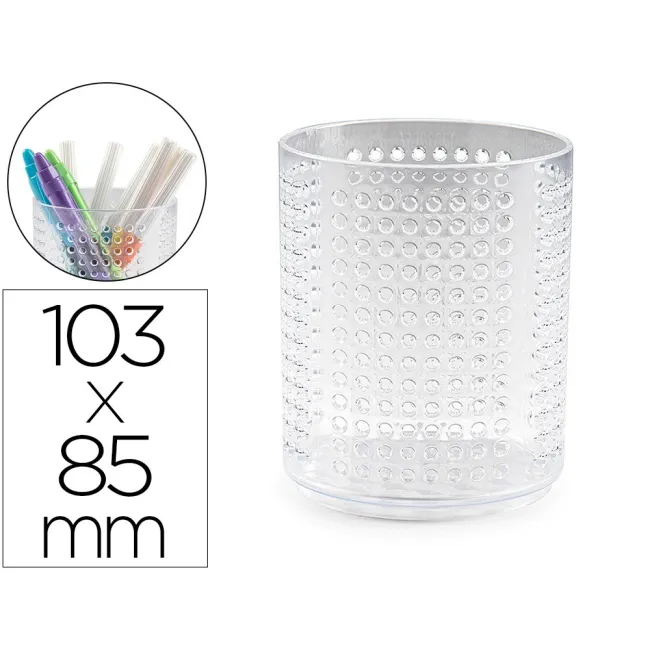 CUBILETE PORTALAPICES PLASTIFORTE TRANSPARENTE ORGANIZER REDONDO Nº6 DIAMETRO 85 MM ALTO 103 MM