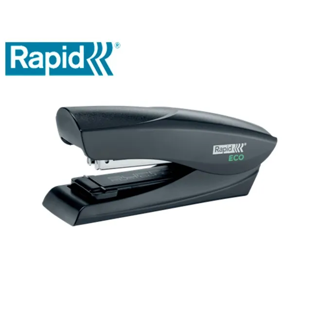 GRAPADORA RAPID FASHION ECO PLASTICO 100% RECICLADO CAPACIDAD 25 HOJAS USA GRAPAS 24/6 Y 26/6 COLOR NEGRO