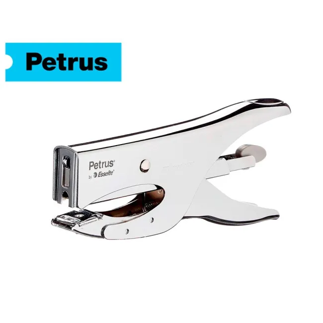 GRAPADORA PETRUS DE TENAZA 222 METALICA CROMADA CAPACIDAD DE GRAPADO 40 HOJAS USA GRAPAS 22/6-8 Y 24/6-8