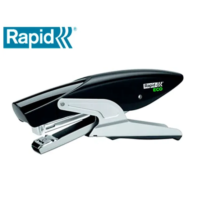 GRAPADORA RAPID DE TENAZA ECO PLASTICO RECICLADO 100% CAPACIDAD DE GRAPADO 20 HOJAS USA GRAPAS 24/6 Y 26/6 COLOR