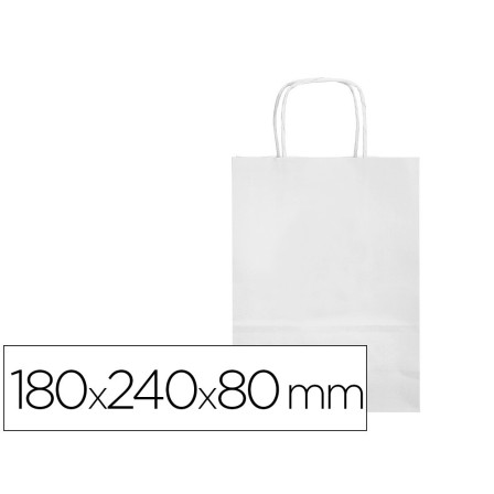 BOLSA PAPEL Q-CONNECT CELULOSA BLANCO XS CON ASA RETORCIDA 180X240X80 MM