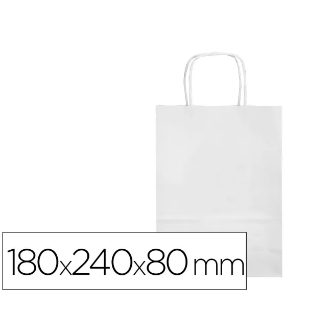 BOLSA PAPEL Q-CONNECT CELULOSA BLANCO XS CON ASA RETORCIDA 180X240X80 MM