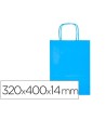 BOLSA PAPEL Q-CONNECT CELULOSA CELESTE L CON ASA RETORCIDA 320X400X14 MM