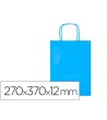 BOLSA PAPEL Q-CONNECT CELULOSA CELESTE M CON ASA RETORCIDA 270X370X12 MM