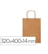 BOLSA PAPEL Q-CONNECT CELULOSA NATURAL LISO L CON ASA RETORCIDA 320X400X14 MM