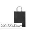 BOLSA PAPEL Q-CONNECT CELULOSA NEGRO S CON ASA RETORCIDA 240X320X10 MM