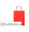 BOLSA PAPEL Q-CONNECT CELULOSA ROJO L CON ASA RETORCIDA 320X400X14 MM