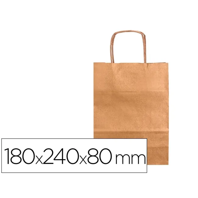 BOLSA PAPEL Q-CONNECT KRAFT NATURAL LISO XS CON ASA RETORCIDA 180X240X80 MM
