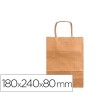 BOLSA PAPEL Q-CONNECT KRAFT NATURAL LISO XS CON ASA RETORCIDA 180X240X80 MM