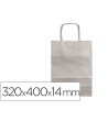 BOLSA PAPEL Q-CONNECT KRAFT PLATA L CON ASA RETORCIDA 320X400X14 MM