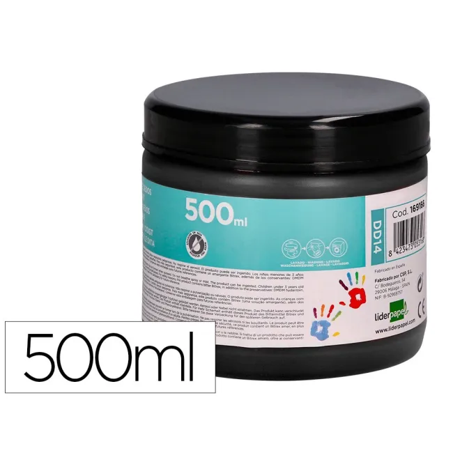 PINTURA DEDOS LIDERPAPEL NEGRO TARRINA DE 500 CC