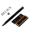 BOLIGRAFO BELIUS ORIGEN 1995 ALUMINIO TEXTURA CEPILLADA COLOR NEGRO TINTA AZUL CAJA DE DISEÑO