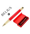 BOLIGRAFO BELIUS PASSION DOR ALUMINIO TEXTURA CEPILLADA COLOR ROJO Y DORADO TINTA AZUL CAJA DE DISEÑO