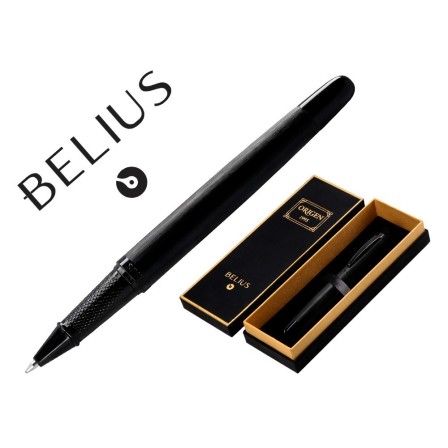 ROLLER BELIUS ORIGEN 1995 ALUMINIO TEXTURA CEPILLADA COLOR NEGRO TINTA NEGRA CAJA DE DISEÑO