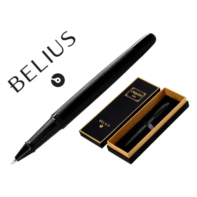 ROLLER BELIUS ORIGEN 1995 ALUMINIO TEXTURA CEPILLADA COLOR NEGRO TINTA NEGRA CAJA DE DISEÑO