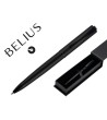 BOLIGRAFO BELIUS TURBO ALUMINIO COLOR NEGRO TINTA AZUL CAJA DE DISEÑO