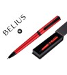 BOLIGRAFO BELIUS TURBO ALUMINIO COLOR ROJO Y NEGRO TINTA AZUL CAJA DE DISEÑO