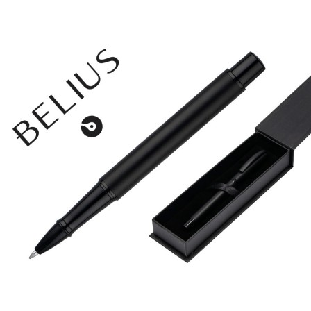 ROLLER BELIUS TURBO ALUMINIO COLOR NEGRO TINTA AZUL CAJA DE DISEÑO